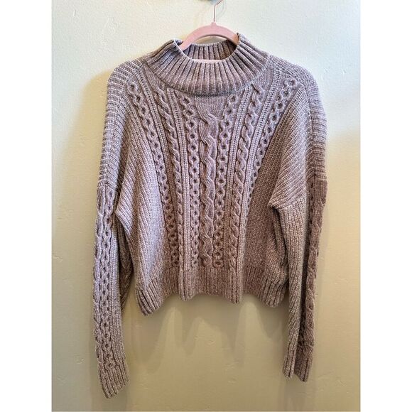 Rachel Zoe Los Angeles Chenille Cropped Beige Sweater Size Medium - Picture 1 of 4